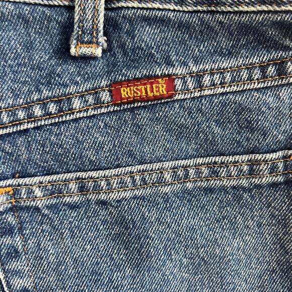 Rustler Classic Blue Denim Jeans Men’s 36x32 Straight Leg Medium Wash - Picture 10 of 11